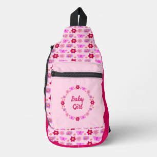 Sac À Bandoulière Bébé rose Papillons et fleurs personnalisés