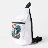 Sac À Bandoulière Bernese Mountain Dog Catching Waves Surfing (Coin droit)