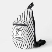 Sac À Bandoulière Black and white striped Abstract minimal Monogram (Coin droit)