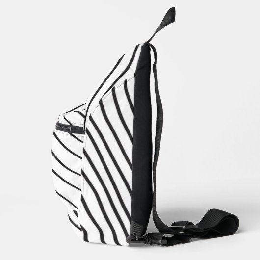 Sac À Bandoulière Black and white striped Abstract minimal Monogram (Droite)