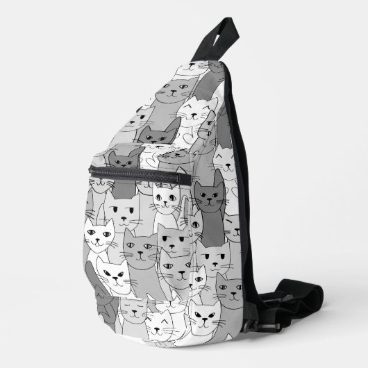 Sac À Bandoulière Black White Gris Chats Design Sling Sag (Coin droit)