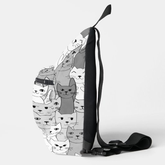 Sac À Bandoulière Black White Gris Chats Design Sling Sag (Droite)