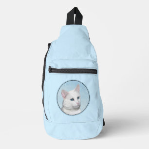 Sac À Bandoulière Blanc Chat Portrait Peinture Cute Art Original