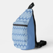 SAC À BANDOULIÈRE BLEU AVEC LACE BLANCHE VERROUILLE (Coin droit)