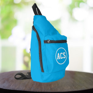 Sac À Bandoulière Bleu ciel et blanc Couleurs et lettres de l'école