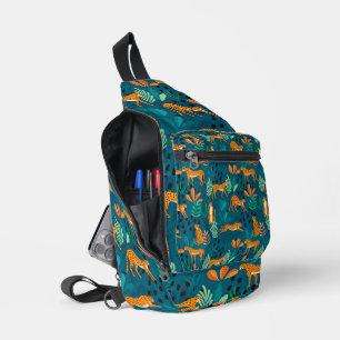 Sac À Bandoulière Bleu de la jungle léopard