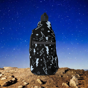 Sac À Bandoulière Blue Lightning Black Arrière - plan Motif Y2K