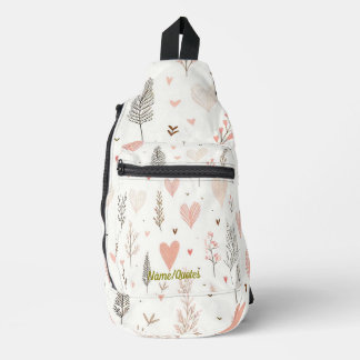 Sac À Bandoulière Blush Hearts & Botanical Seamless Pattern