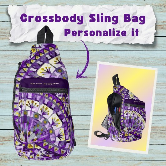 Sac À Bandoulière Boho Mosaic Tuile Violette -