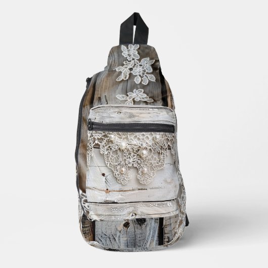 Sac À Bandoulière Bois rustique et dentelle antique (Recto)