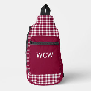 Sac À Bandoulière Bourgogne Blanc Carreaux Personnaliser Motif
