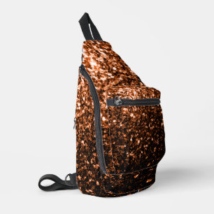Sac À Bandoulière Bronze orange brun faux parties scintillant en cui