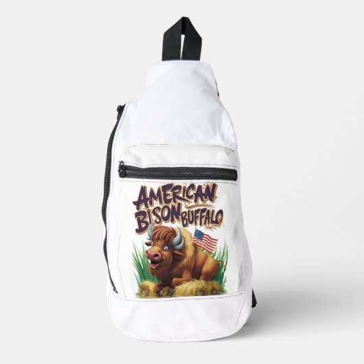 Sac À Bandoulière Buffle de bison américain avec drapeau américain (Recto)