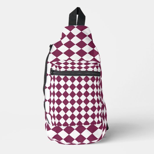 Sac À Bandoulière Burgundy White Checker Diamond Pattern (Recto)