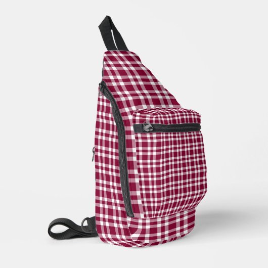 Sac À Bandoulière Burgundy White Plaid Pattern (Coin gauche)