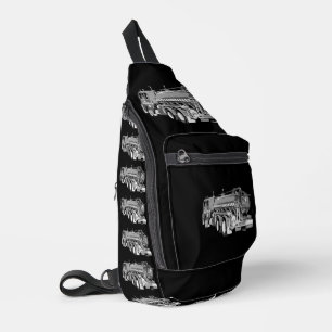 Sac À Bandoulière Camion de pompiers gris peinture à l'huile,