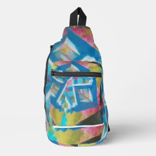 Sac À Bandoulière Carré bleu forme l'oeuvre