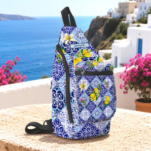Sac À Bandoulière Carreau de céramique bleu méditerranéen sicilien C