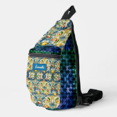 Sac À Bandoulière Carrelage bleu d'agrumes méditerranéen sicilien (Coin droit)