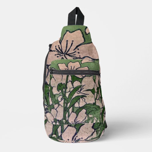 Sac À Bandoulière Cascade de fleurs roses (Recto)