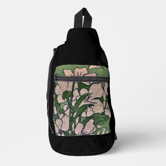 Sac À Bandoulière Cascade de fleurs roses (Recto)