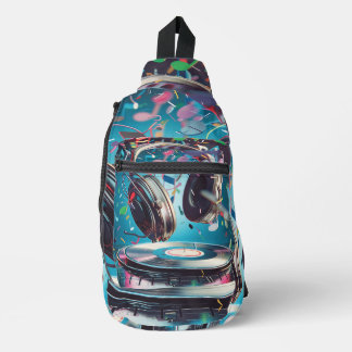 Sac À Bandoulière Casques Retro et Art numérique vinyle