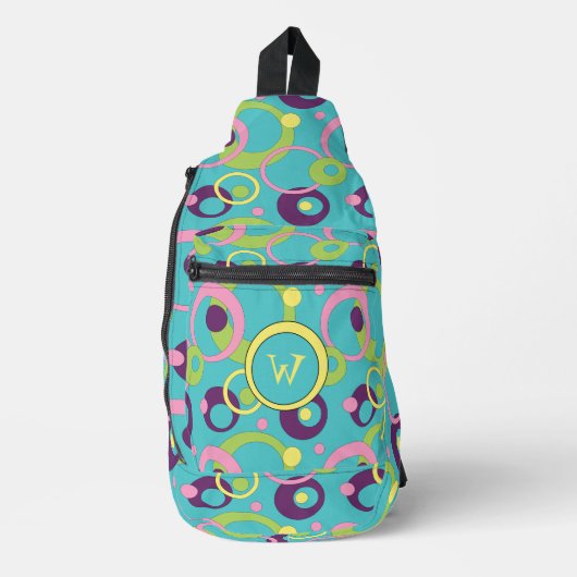 Sac À Bandoulière Cercles bleus funky (Recto)