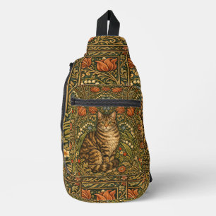 Sac À Bandoulière Chat botanique floral élégant vintage