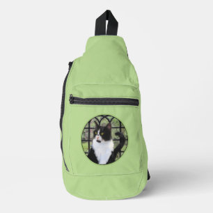 Sac À Bandoulière Chat en smoking dans la fenêtre Peinture Mignon Œu