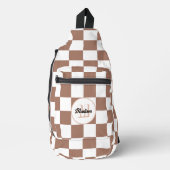 Sac À Bandoulière Chèque carré mocha brun blanc rétro Monogramme (Recto)