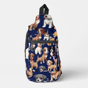 Sac À Bandoulière Chien Chien Chien bleu de la marine Design Motif