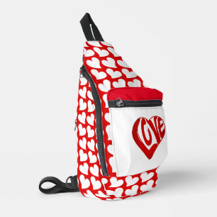 Sac À Bandoulière Cœurs Branchés Et Typographie Amour Style Rouge Bl