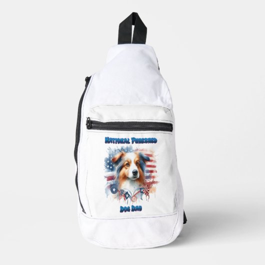 Sac À Bandoulière Collie Dog avec drapeau américain (Recto)