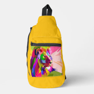 Sac À Bandoulière Conception d'art pop prismatique coloré de Lion-62