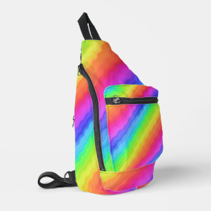 Sac À Bandoulière Conception de arc-en-ciel coloré diagonal ondulé