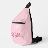 Sac À Bandoulière Couleur rose pastel monogrammée (Coin droit)