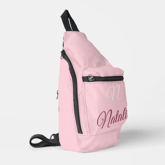 Sac À Bandoulière Couleur rose pastel monogrammée (Coin gauche)