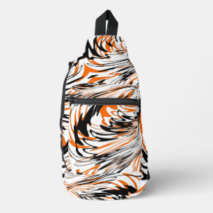 Sac À Bandoulière Couleurs Bengale Lignes Orange et Noires Ondulées