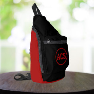 Sac À Bandoulière Couleurs et lettres de l'école noires et rouges