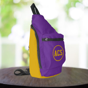 Sac À Bandoulière Couleurs et lettres de l'école violet et or