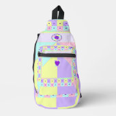 Sac À Bandoulière couleurs pastel & coeurs violets battre (Recto)