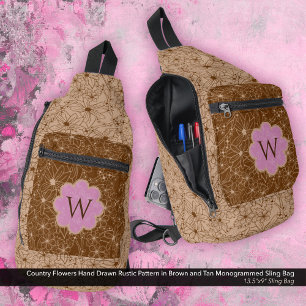 Sac À Bandoulière Country Girl Rustique motif floral rose Brown