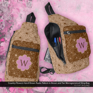 Sac À Bandoulière Country Girl Rustique motif floral rose Brown