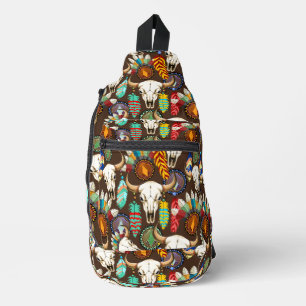 Sac À Bandoulière Crâne de buffle emblème amérindien