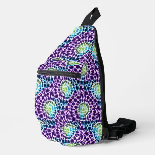 Sac À Bandoulière Cravate violet bleu vert Boho Motif à teinture