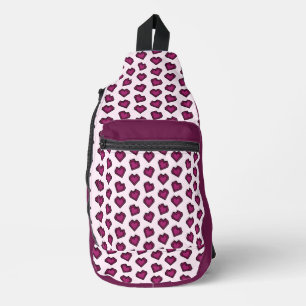 Sac À Bandoulière Cute Magenta Dark Rose Gemstone motif de coeur