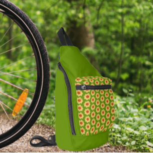 Sac À Bandoulière Dahlia jaune motif floral sur vert