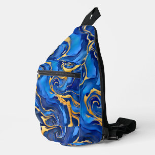Sac À Bandoulière Danse Royale Riche Bleu Royal Or Abstrait