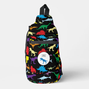 Sac À Bandoulière Dinosaures colorés Aquarelle école pour enfants