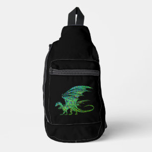 Sac À Bandoulière Dragon Mosaïque Vert Incroyable